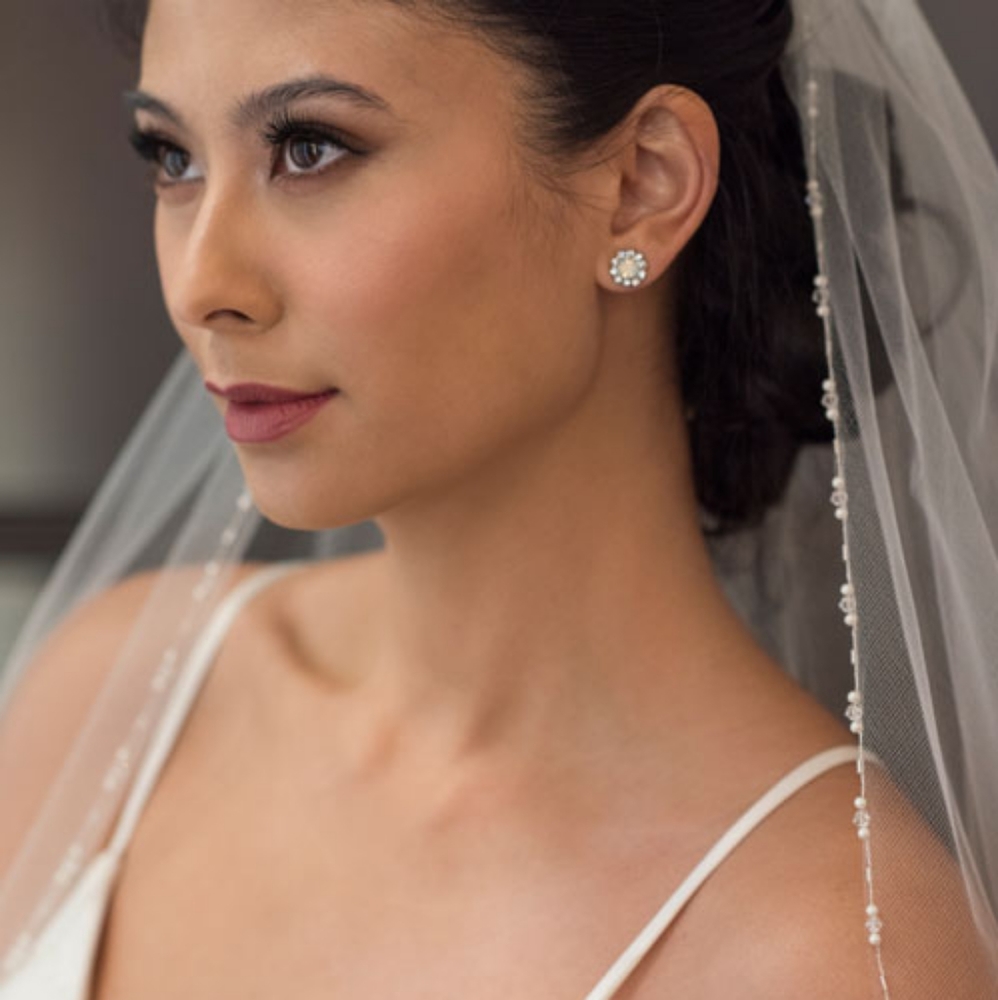 Bel Aire Bridal Veil,1-tier with pearls crystals